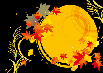 秋の月の和風背景素材
