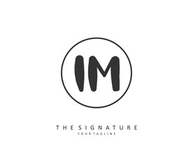 I M IM Initial letter handwriting and signature logo. A concept handwriting initial logo with template element.