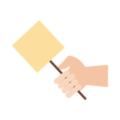 hand human with protest square banner flat style icon