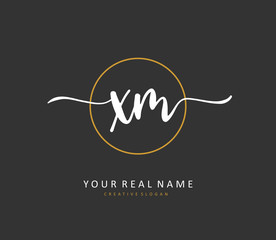 X M XM Initial letter handwriting and signature logo. A concept handwriting initial logo with template element.