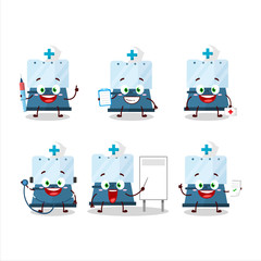 Doctor profession emoticon with automatic espresso coffee cartoon character