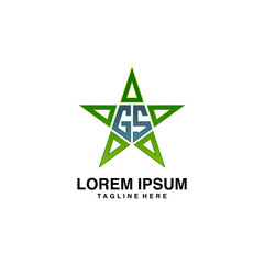 Fototapeta premium Letters GS or SG forming a star logo icon. Vector illustration isolated on white background 