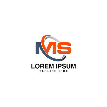 Creative modern elegant trendy unique artistic blue and orange color MS SM M S initial based letter icon logo.
