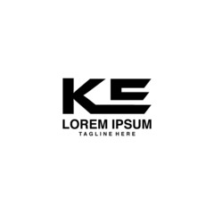 KE Logo. Vector Graphic Branding Letter Element. White Background
