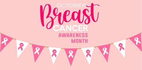 Obraz na płótnie Canvas Banner awareness month breast cancer