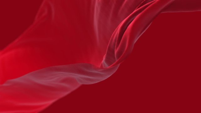 4k Red wave satin fabric loop background.Wavy silk cloth fluttering in the wind.tenderness and airiness.3D digital animation of seamless flag waving ribbon streamer riband.
