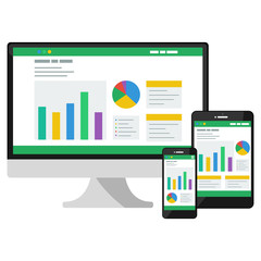 デスクトップパソコン・タブレット・スマートフォンのイラスト