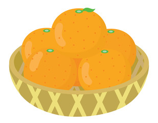 竹カゴに入ったみかん
