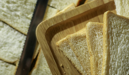 Closeup slided white bread from wheat