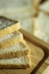 Closeup slided white bread from wheat