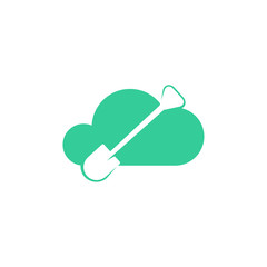 Mining logo template with Cloud. Stylish monochrome vector illustration.