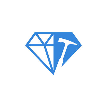 Mining logo template with Diamond concept. Stylish monochrome vector illustration.