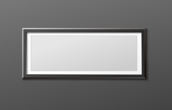 Long horizontal photo frame with black border - realistic blank mockup
