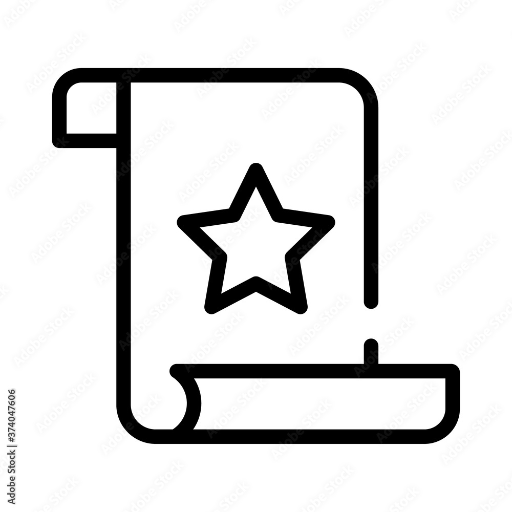 Poster paper document file with star line style icon