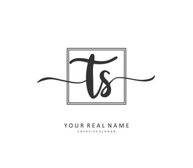 T S TS Initial letter handwriting and signature logo. A concept handwriting initial logo with template element.