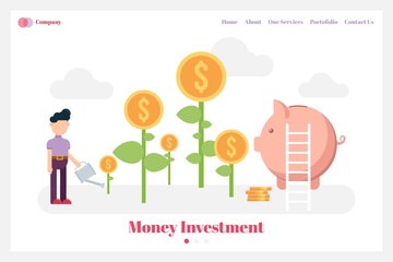 Money investment background for website landing page