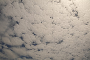 Deep blue sky and white cloud background.