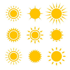 Sun icon set vector design illustration isolated on white background
