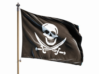 Pirate skull flag isolated on white background. Clipping path. 