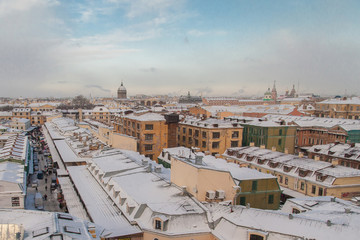 Rooftop cityscape of Saint Petersburg in winter time