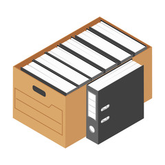Office worker folder archive: database, administration and file management concept.