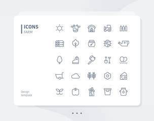 Farm line icon set design template. flat design style minimal vector illustration.