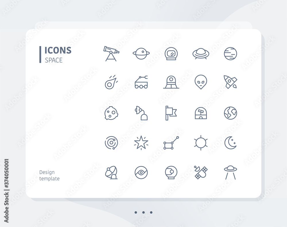 Poster space line icon set design template. flat design style minimal vector illustration.