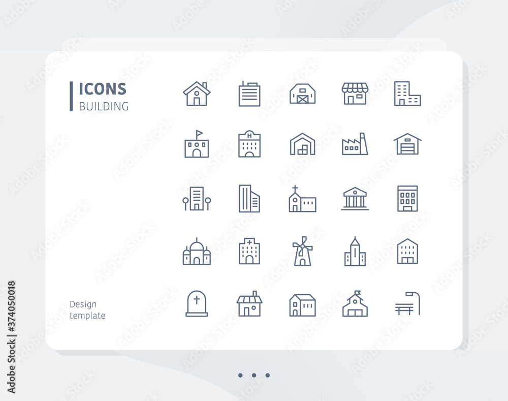 Aufkleber building line icon set design template. flat design style minimal vector illustration.