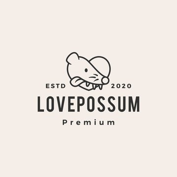 love possum hipster vintage logo vector icon illustration