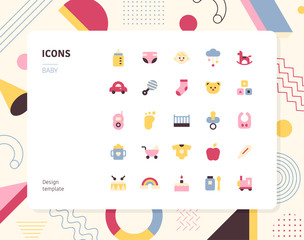 Baby color  icon set design template. flat design style minimal vector illustration.
