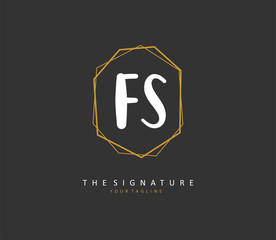 F S FS Initial letter handwriting and signature logo. A concept handwriting initial logo with template element.