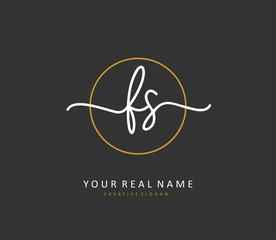 F S FS Initial letter handwriting and signature logo. A concept handwriting initial logo with template element.