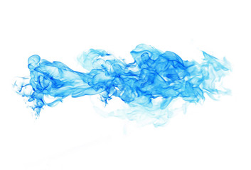 Blue smoke on a white background.