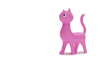 The minimal style 3D rendering images animal cartoon illustration picture of a standing pink cat use for template. 