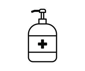 Vector illustration flat icon of hand sanitizer, disinfectant liquid, isolated flat symbol on white background.