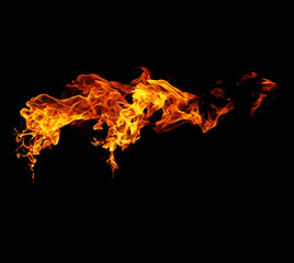 Fire burning flames on a black background