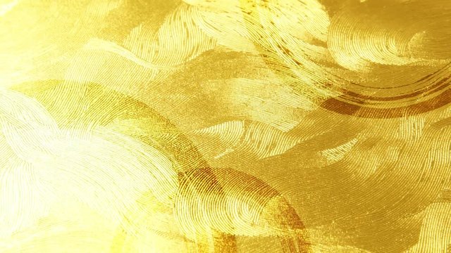 金色の和紙と筆書きの背景素材 
