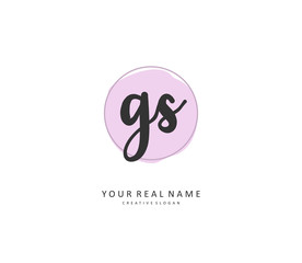 G S GS Initial letter handwriting and signature logo. A concept handwriting initial logo with template element.