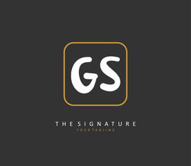 G S GS Initial letter handwriting and signature logo. A concept handwriting initial logo with template element.