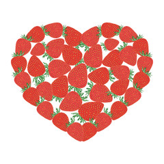 Heart of red strawberries