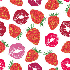 Lip prints and strawberry