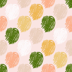 Oil pastel texture. Wax crayons. Simple elements. Hand crafted. Drawing.  Seamless pattern. Image for wrapping paper. Creative background. Vector. 