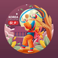 korean man in chuseok national folk dance