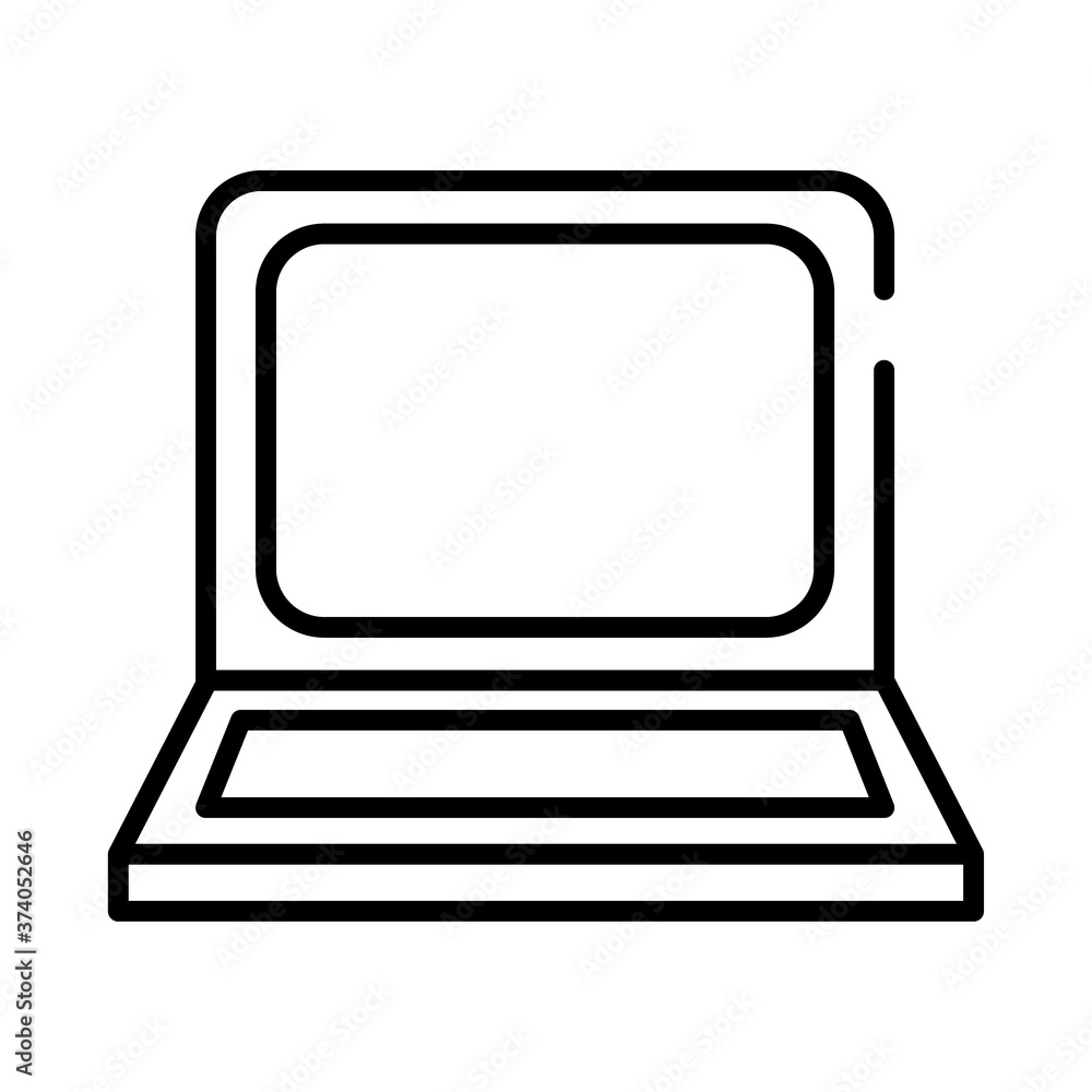 Poster laptop computer portable device line style icon