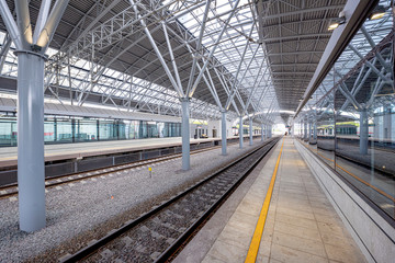 Fototapeta premium MOSCOW/RUSSIA- July 21 2020 new high-tech underground station in the Moscow Metro