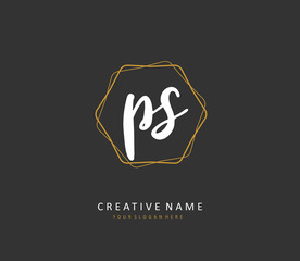 P S PS Initial letter handwriting and signature logo. A concept handwriting initial logo with template element.