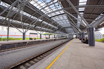 Obraz premium MOSCOW/RUSSIA- July 21 2020 new high-tech underground station in the Moscow Metro