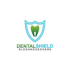 Dental shield Logo template design vector, emblem, design concept, creative symbol
