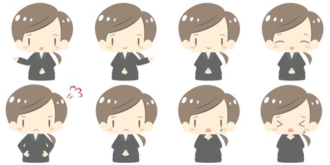 Fototapeta premium かわいいスーツ姿の女性セット 上半身バージョン