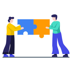 
Humans holding puzzle pieces, problem solving concept design 
